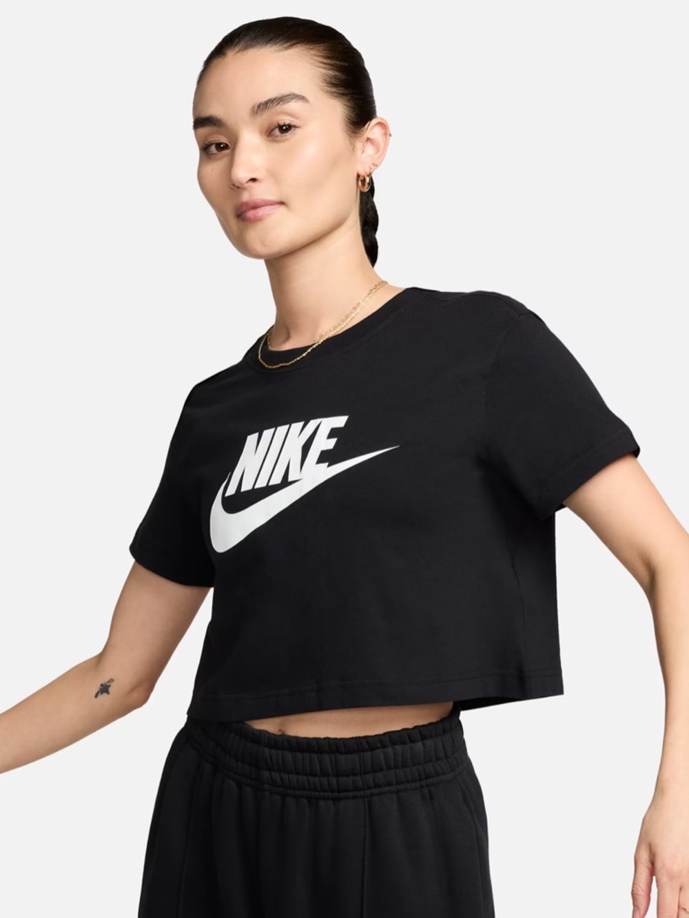 Nike Sportswear Essential Crop Tee | Black | Size M